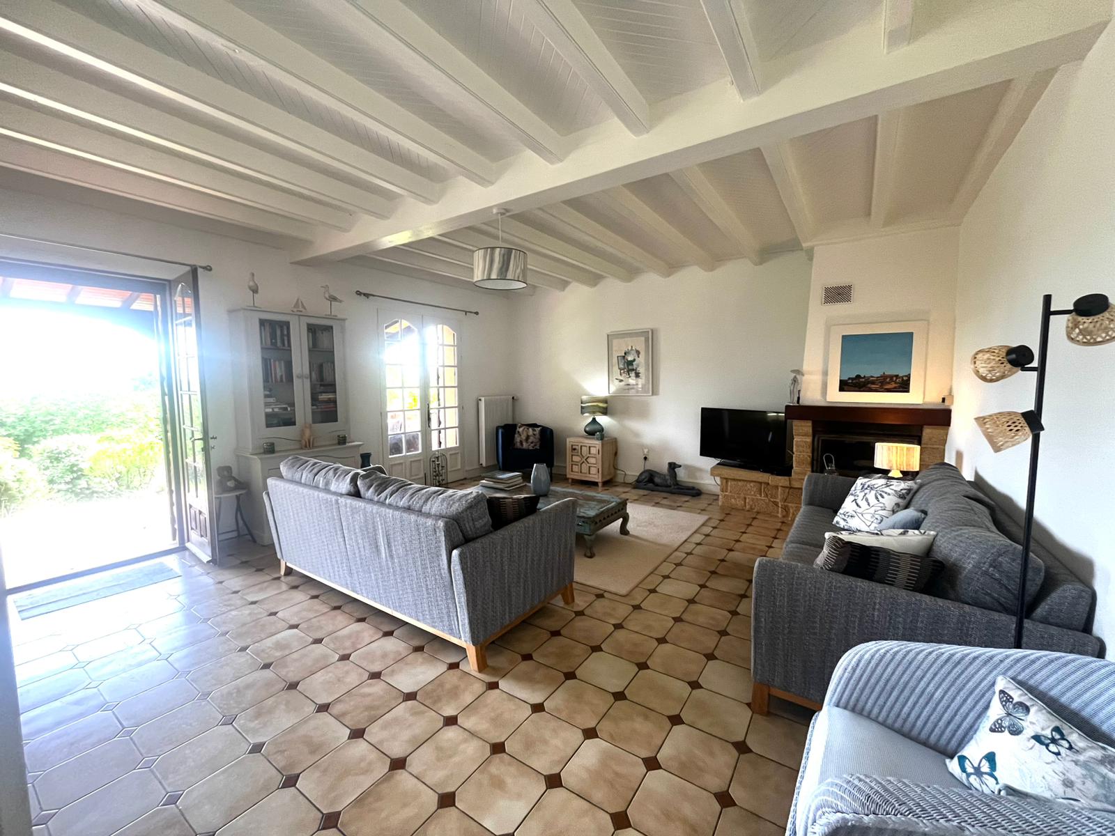 Wide view of the sitting room inside the gite