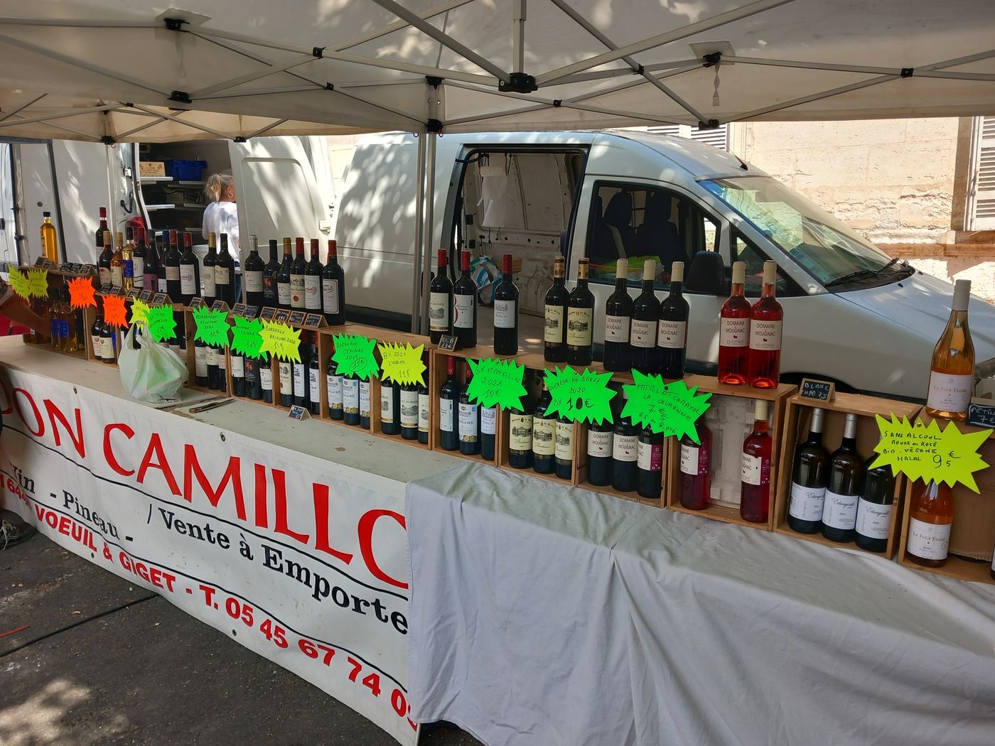 Riberac market stalls during a Dordogne day out
