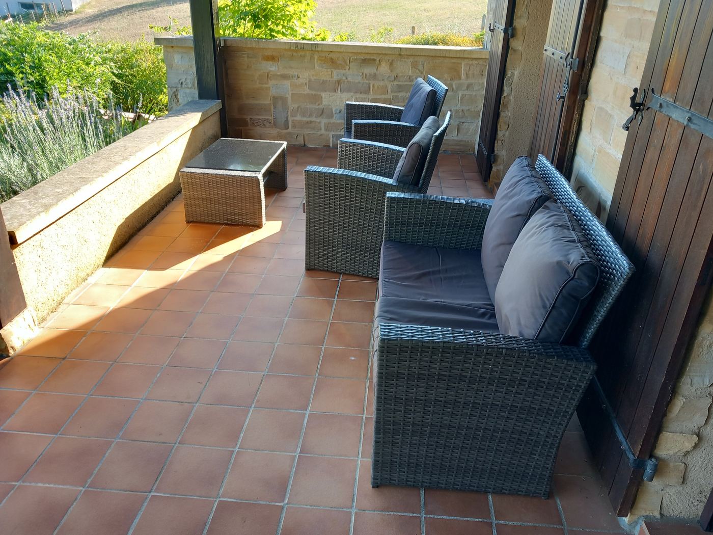 Terrace seating at the Dordogne gite